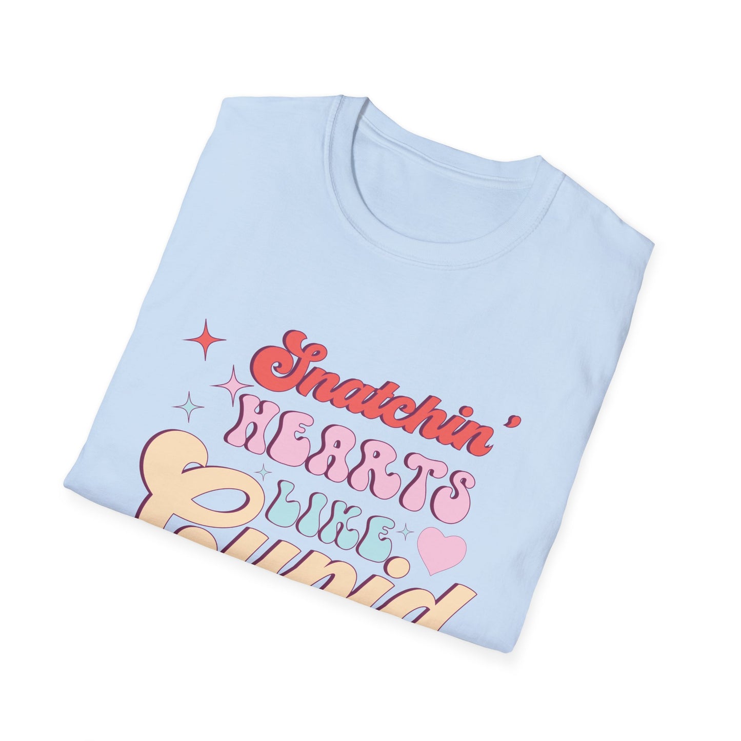Snatchin' Hearts Like Cupid Groovy T-Shirt | Trendy Retro Valentine's Tee for Her | Playful Flirty Love & Romance Style