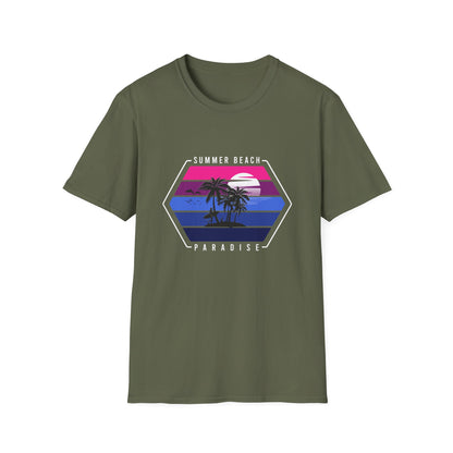 Stunning Tropical Sunset Surfer T-Shirt - Vibrant Beach Paradise Palm Tree Design Tee for Summer & Vacation