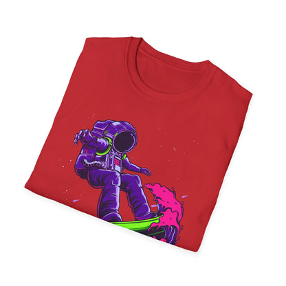 Vibrant Astronaut Surfing T-Shirt - Epic Space Wave Design for Sci-Fi & Surf Lovers | Unique Cosmic Apparel