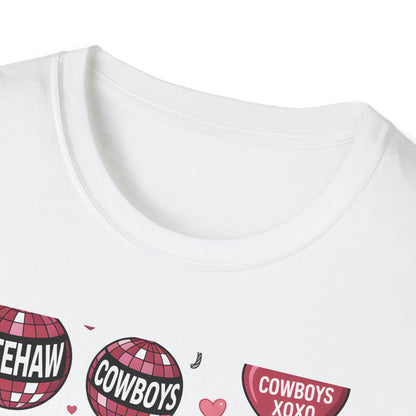 Howdy Valentine Cowboy T-Shirt | Sweet Western Love & YEEHAW Disco Heart Tee for Her | Unique Valentine's Day Gift