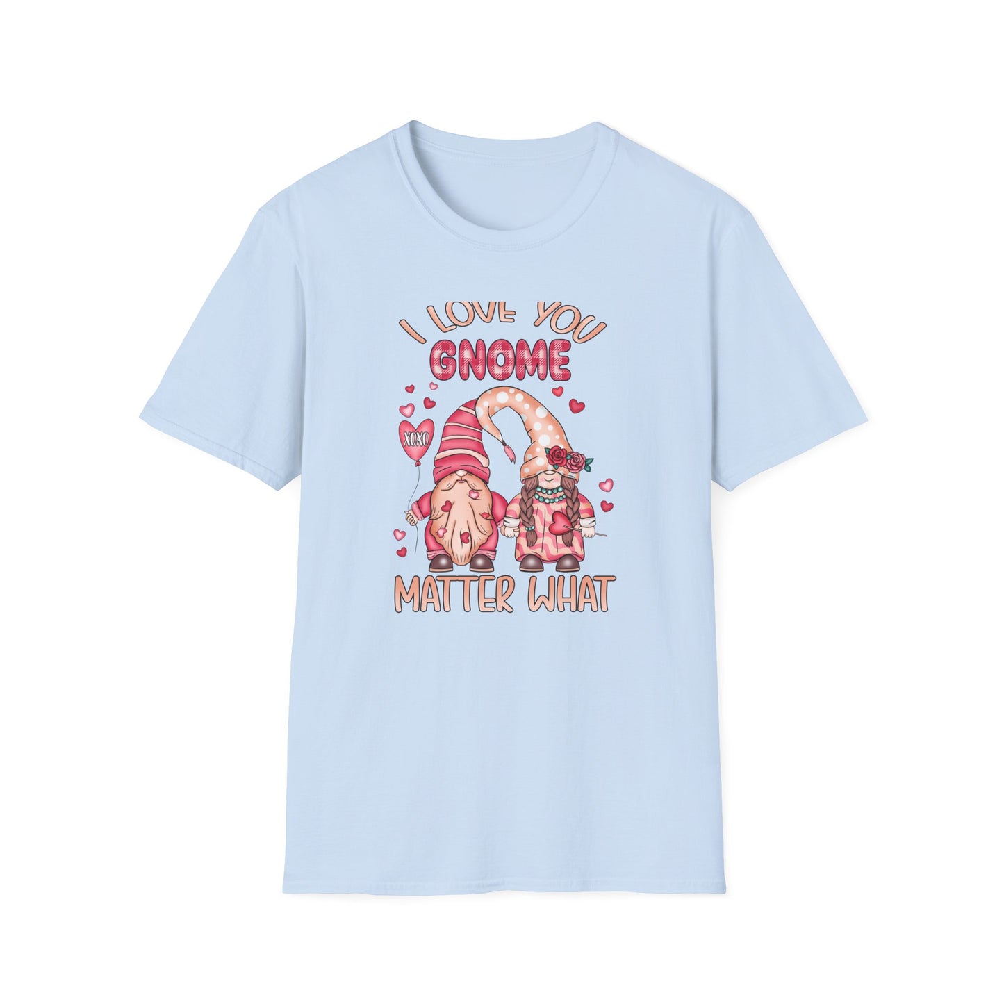Charming "I Love You Gnome Matter What" T-Shirt | Cute Couple Gnomes Tee | Sweet Valentine's Day Gift for Her/Him