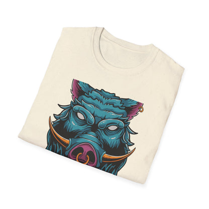 Fierce Wild Boar T-Shirt | Mystic Cyberpunk Hog Head Tee | Bold Streetwear Animal Art | Unique Tattoo Style Gift