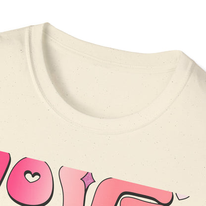 Groovy "Love Yourself" T-Shirt | Pink Retro Self-Love Tee with Hearts & Sparkles | Empowering & Chic Women's Affirmation Top
