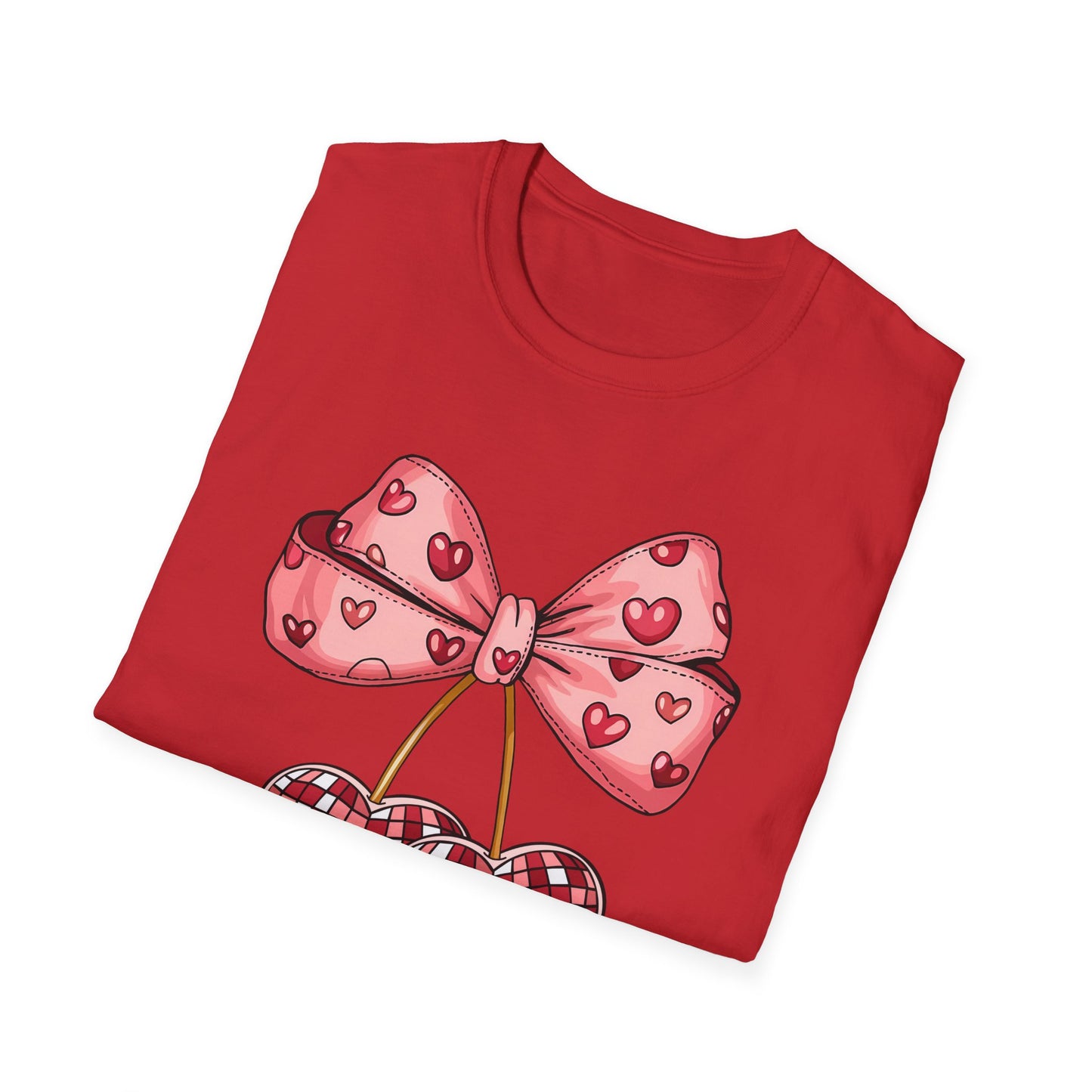 Sweet Mosaic Heart & Pink Bow T-Shirt | Adorable Valentine's Day Gift for Her | Unique Love Design