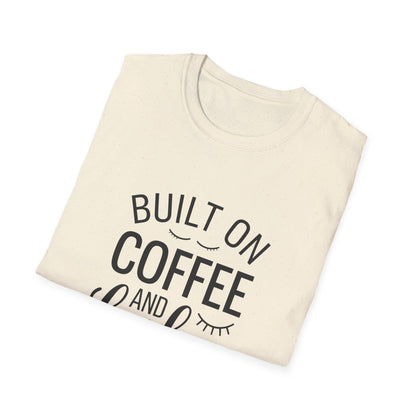 Fabulous 'Built on Coffee & Lashes' Women's T-Shirt - Chic Beauty & Caffeine Lover Tee Gift