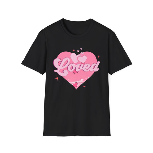 Loved Pink Heart T-Shirt | Trendy Aesthetic Graphic Tee for Women | Cute Self-Love & Valentine's Day Gift