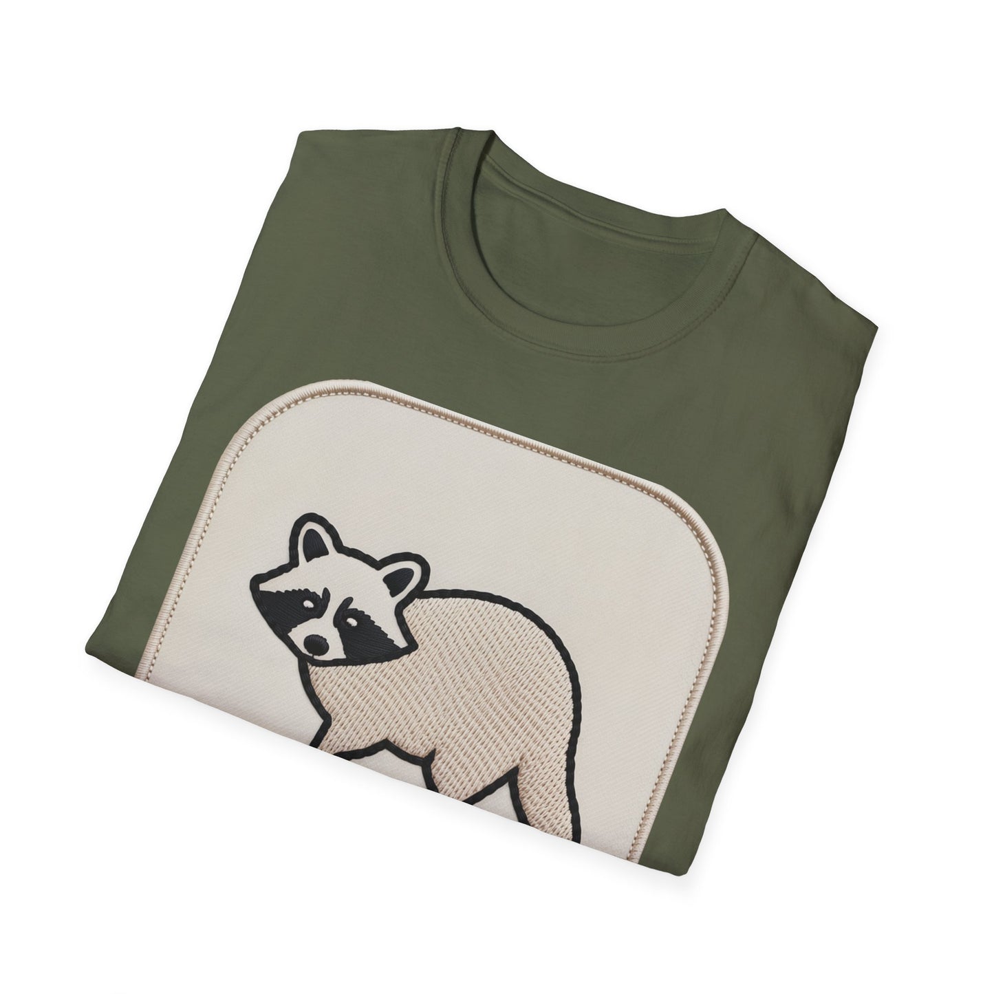 Hilarious Raccoon "Snacks Required" T-Shirt | Cute Embroidered Look Animal Lover & Foodie Gift | Unique Soft Tee