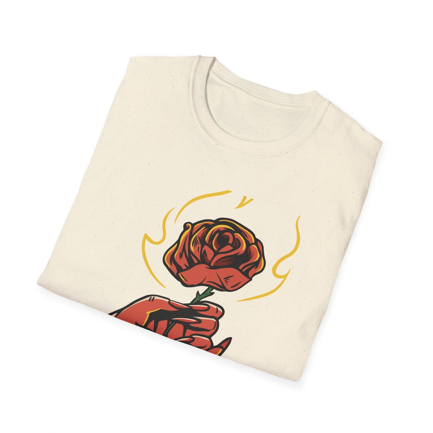 Fiery Rose from Hell T-Shirt - Iconic Dark Romantic Gothic Tee with Inferno Hand & 'FROM HELL FOR YOU' | Edgy Style