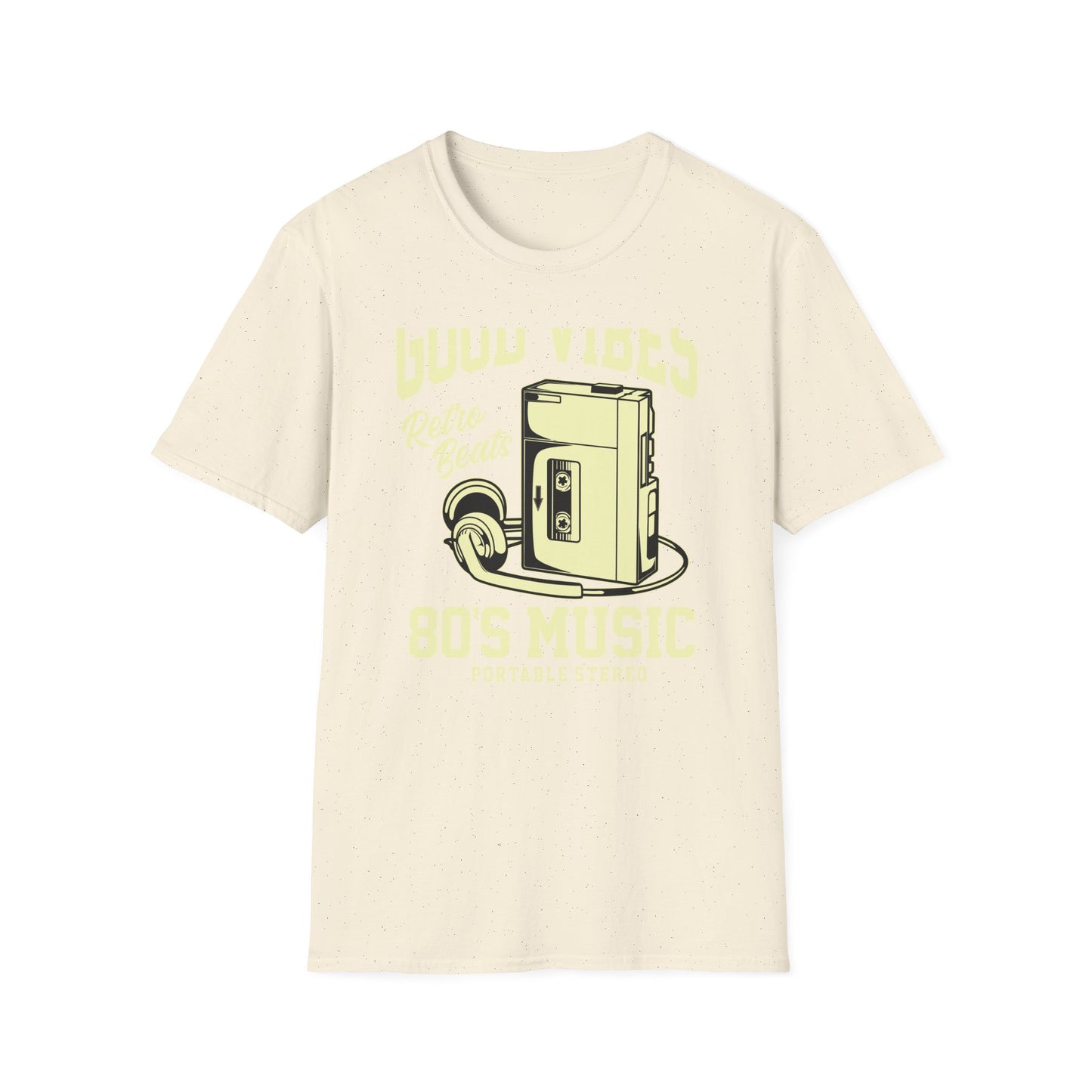 Awesome Retro 80s Music Good Vibes T-Shirt - Vintage Cassette Player & Headphones Tee | Nostalgic Portable Stereo Gift