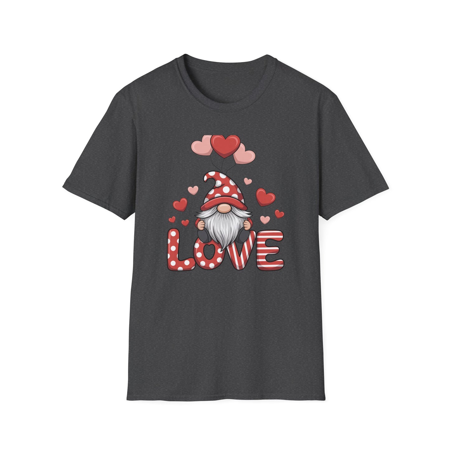 Charming Valentine Gnome Love T-Shirt | Cute Heart Design & Polka Dot Hat | Sweet Holiday Gift for Her