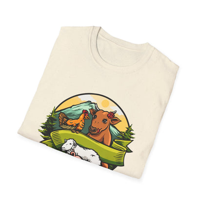 Charming Farm Animal Friends T-Shirt | Adorable Rustic Country Life Tee | Cow, Pig, Sheep & Chicken Design | Nature Lover's Gift