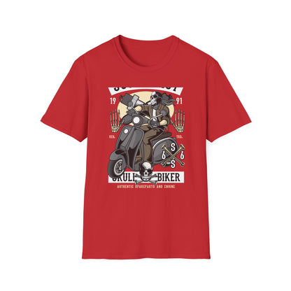 Bold Skull Scooterist T-Shirt | Vintage Biker Rider Tee for Men | Authentic Retro Old School Scooter & Crossbones Design