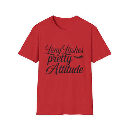 Long Lashes Pretty Attitude T-Shirt | Chic Makeup Lover Tee | Fierce & Fabulous Women's Beauty Statement Top