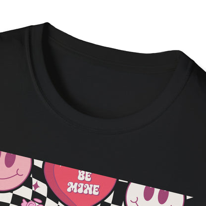Groovy Retro Valentine's T-Shirt | Adorable Conversation Heart & Smiley Face Design | Trendy Love Core Aesthetic Tee