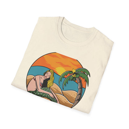 Stunning Mermaid Sunset Beach T-Shirt | Vibrant Tropical Vacation Tee for Women | Dreamy Summer Ocean Vibes