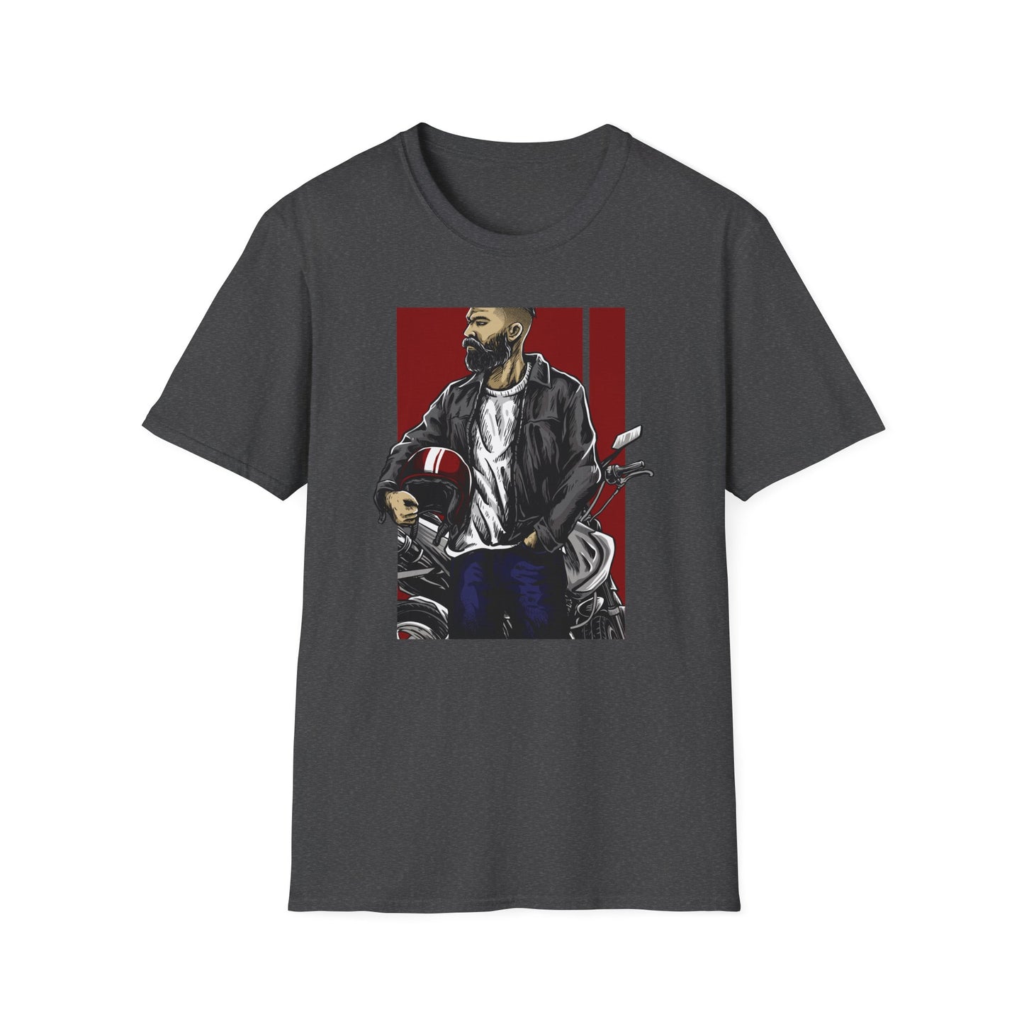 Epic Bearded Biker T-Shirt for Men | Stylish Motorcycle Rider Tee | Cafe Racer Lifestyle | Ultimate Freedom Ride Apparel Gift