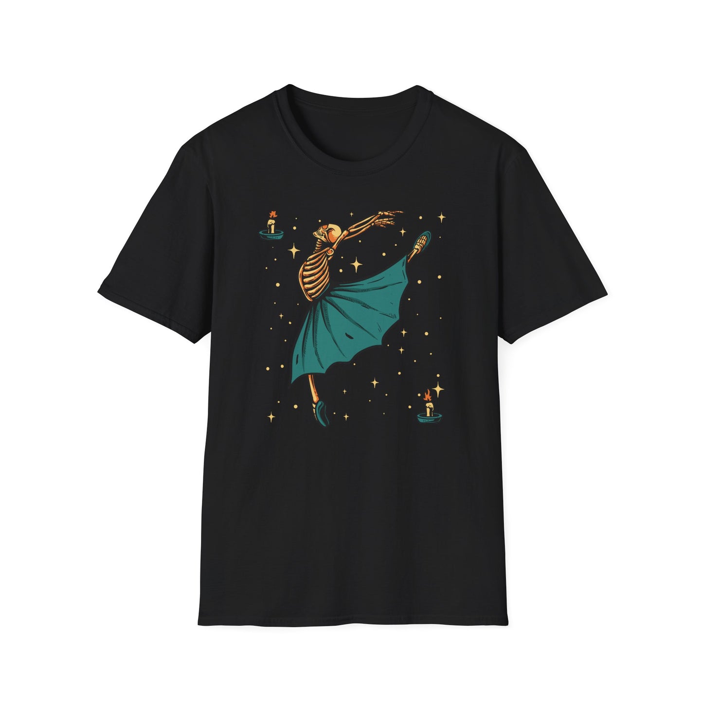Enchanting Skeleton Ballerina T-Shirt | Mystical Dance Goth Tee | Unique Spooky Chic Apparel for Halloween & Beyond