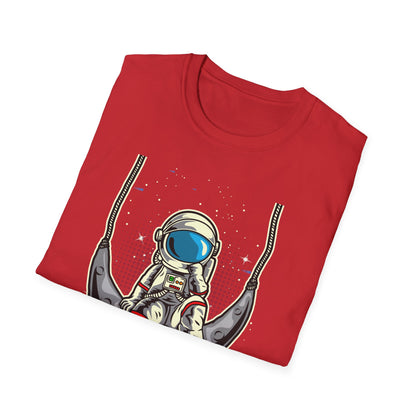 Cosmic Dreamer Astronaut Moon Swing T-Shirt | Unique Space Explorer Tee for Stargazers & Sci-Fi Fans