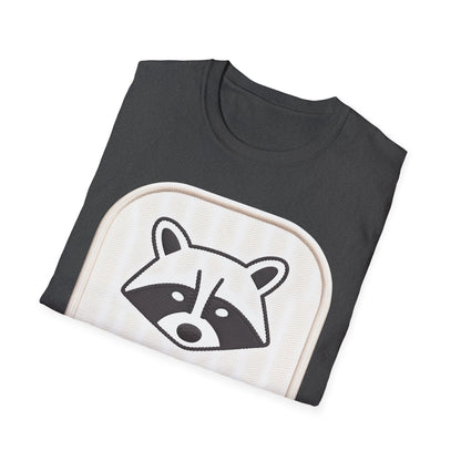 Hilarious "Snacks Required" Raccoon T-Shirt | Cute Embroidered Look Animal Lover Tee for Foodies & Casual Wear