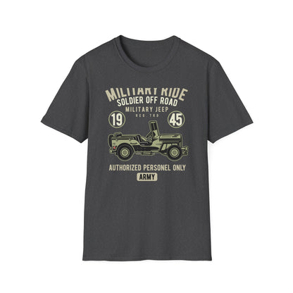 Awesome Vintage Military Jeep 1945 T-Shirt | Soldier Off-Road Army Graphic Tee for Veterans & History Buffs