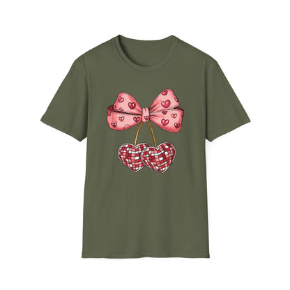 Sweet Mosaic Heart & Pink Bow T-Shirt | Adorable Valentine's Day Gift for Her | Unique Love Design