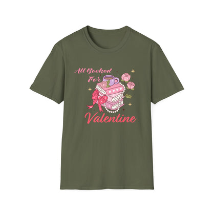 All Booked For Valentine T-Shirt | Cozy Book Lover Tee | Romantic Reader Valentine's Day Gift for Her | Adorable Bookworm Graphic Shirt
