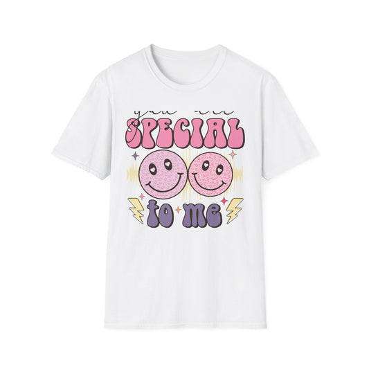 Groovy 'You Are Special To Me' T-Shirt | Retro Smiley Heart Eyes Tee | Unique Appreciation Gift for Loved Ones