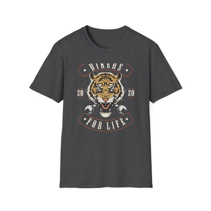 Fierce Biker For Life Roaring Tiger T-Shirt | Men's Motorcycle Club Tee with Wrenches | Bold Vintage Rider Apparel