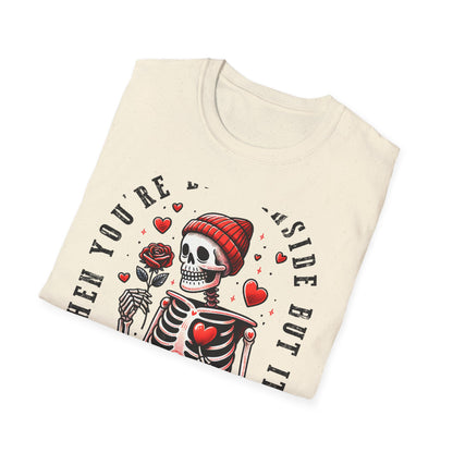 Awesome 'Dead Inside' Skeleton Valentine's T-Shirt | Unique Sarcastic Anti-Love Tee Gift for Emo & Goth Souls
