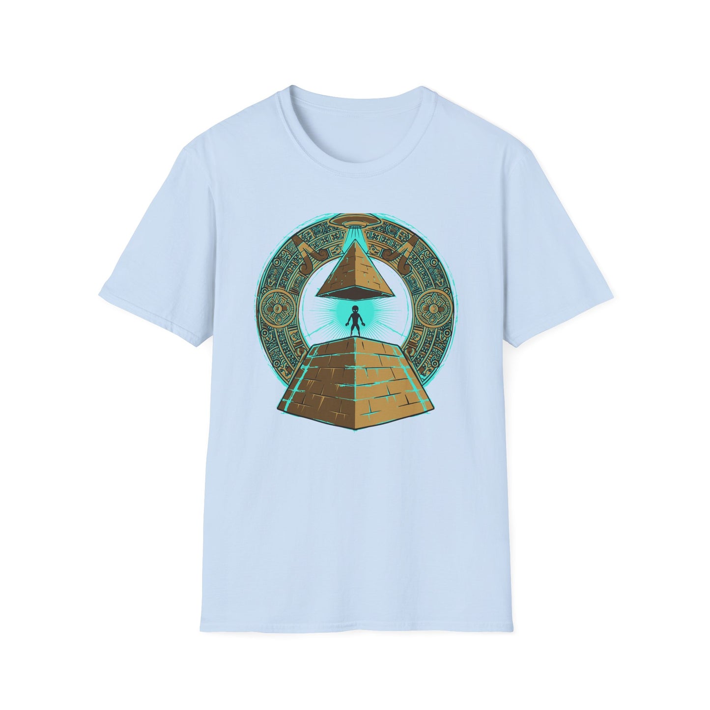 Epic Ancient Aliens T-Shirt: UFO & Pyramids with Aztec Calendar Design | Sci-Fi Mystery & Conspiracy Tee