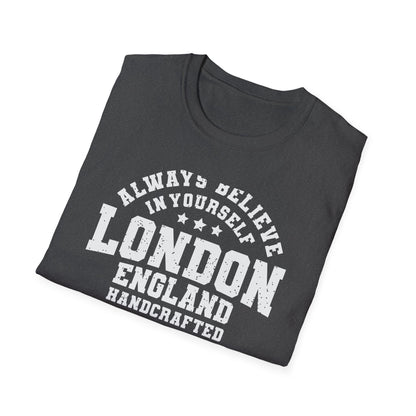 Vintage London Athletic Dept T-Shirt | England Collegiate Style 'Believe in Yourself' Tee | Premium Quality & Empowering