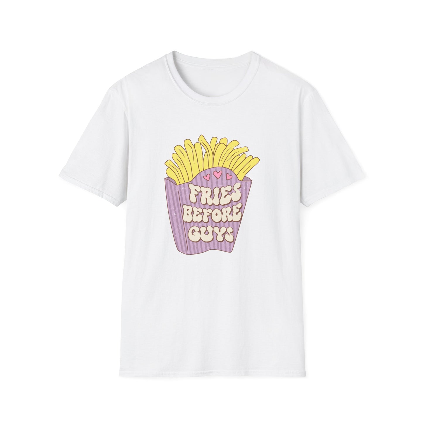 Hilarious "Fries Before Guys" T-Shirt | Trendy Retro Foodie Tee for Women, Bachelorette Parties & Best Friend Gifts
