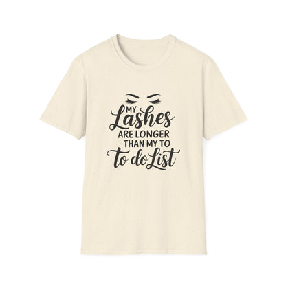 Glamorous 'My Lashes Are Feeling Long Today' T-Shirt | Empowering Beauty Lover Tee for Women | Chic & Witty Quote Top