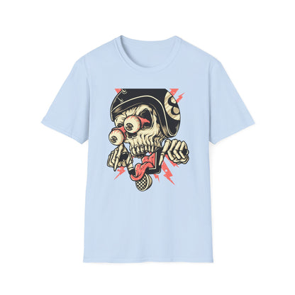 Epic 8-Ball Biker Skull T-Shirt | Spiked Helmet & Popping Eyes Graphic Tee | Unique Grunge Rocker Style Apparel