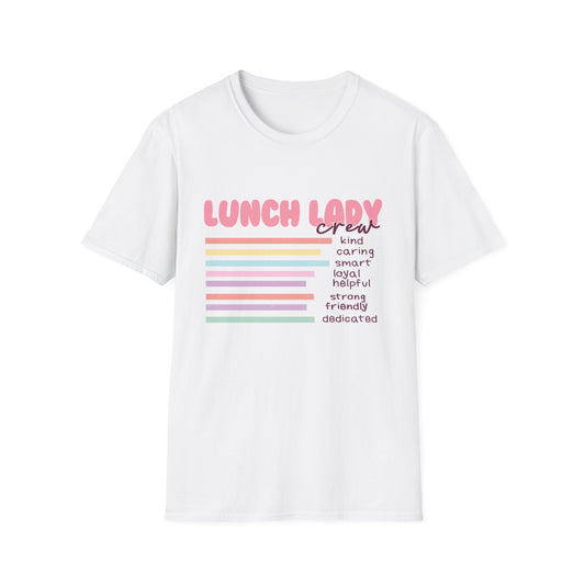 Kind Caring Lunch Lady Crew T-Shirt | Essential School Staff Appreciation Gift | Proud Cafeteria Worker Tee
