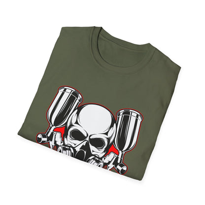 Bold Skull Gas Mask Spray Paint T-Shirt | Ultimate Airbrush Artist & Car Mechanic Gear Tee