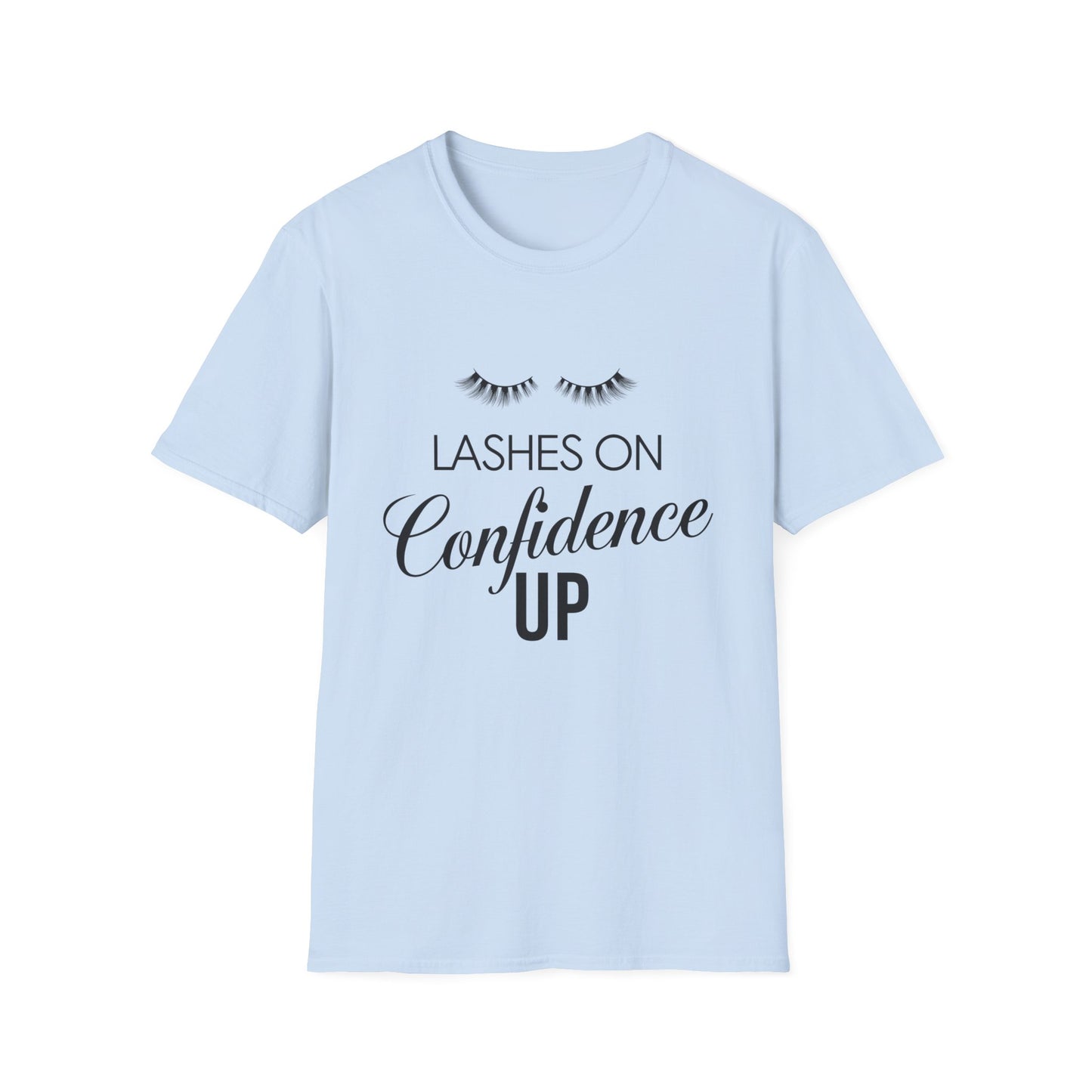 Empowering 'Lashes On Confidence Up' T-Shirt | Chic Lash Lover Tee for Women | Trendy Beauty Queen Gift