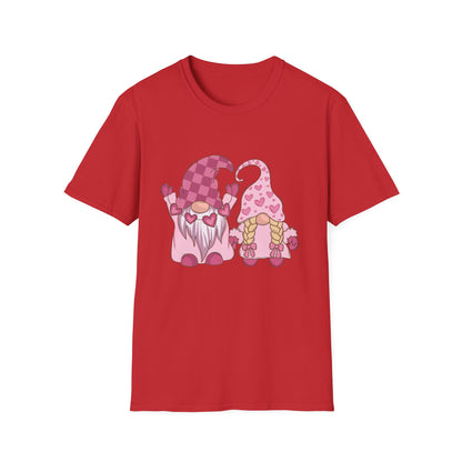 Charming Valentine Gnome Couple T-Shirt | Adorable Hearts Love Gift Tee for Sweethearts | Romantic Holiday Graphic Apparel