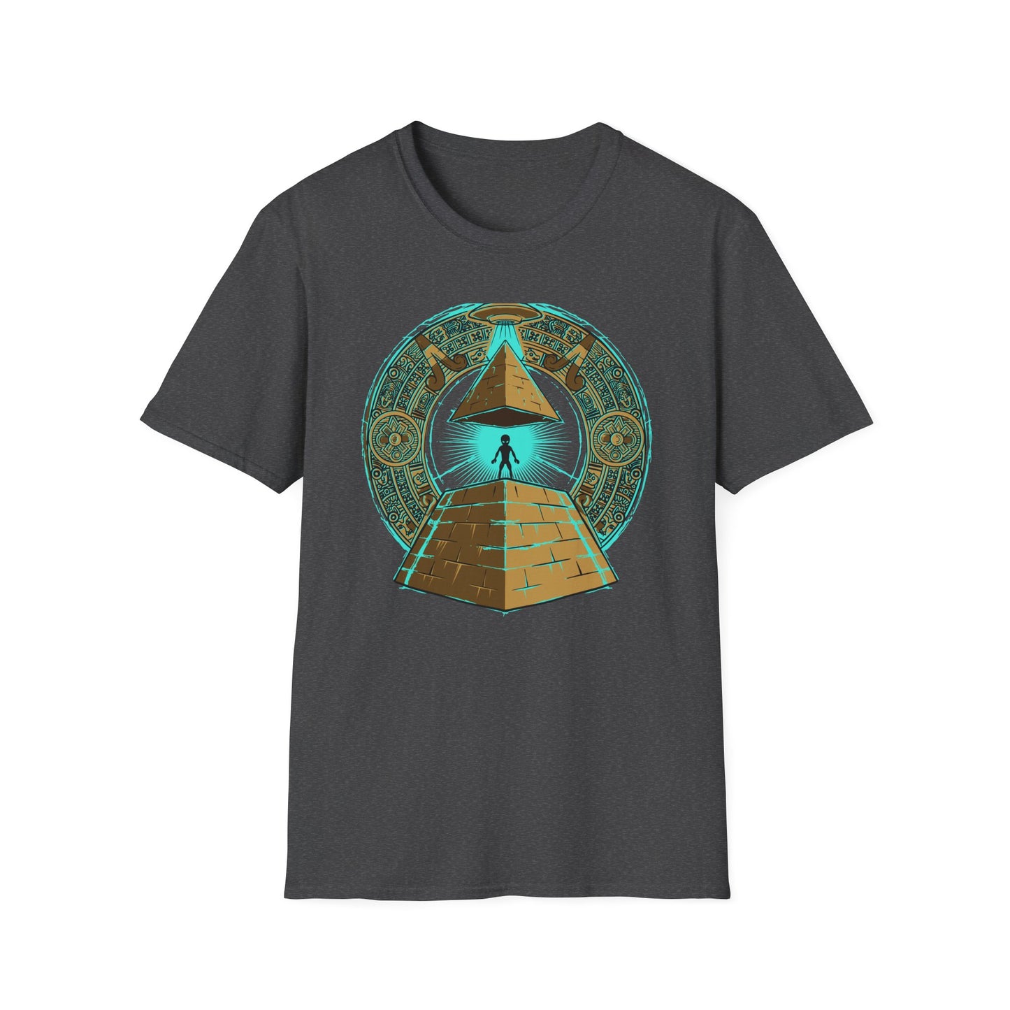 Epic Ancient Aliens T-Shirt: UFO & Pyramids with Aztec Calendar Design | Sci-Fi Mystery & Conspiracy Tee