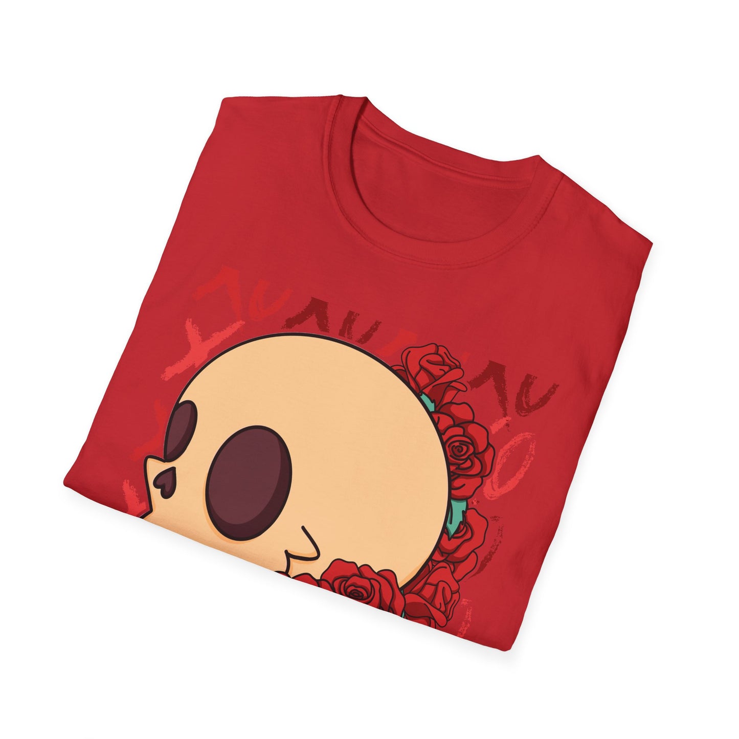 Charming XOXO Skull & Roses T-Shirt | Sweet Gothic Love Tee | Unique Edgy Romantic Print-on-Demand Apparel Gift