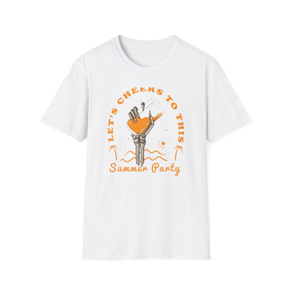 Awesome Skeleton Hand Cocktail T-Shirt - 'Cheers to This Summer Party' Beach & Vacation Tee