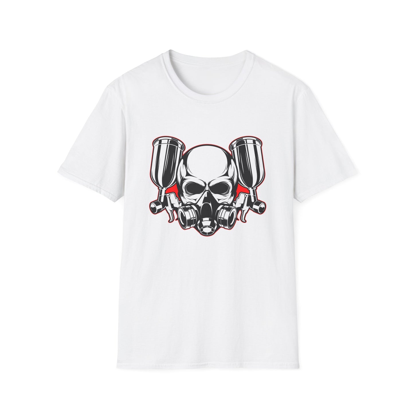 Bold Skull Gas Mask Spray Paint T-Shirt | Ultimate Airbrush Artist & Car Mechanic Gear Tee
