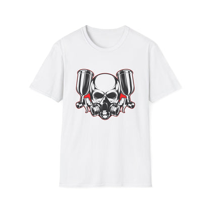 Bold Skull Gas Mask Spray Paint T-Shirt | Ultimate Airbrush Artist & Car Mechanic Gear Tee
