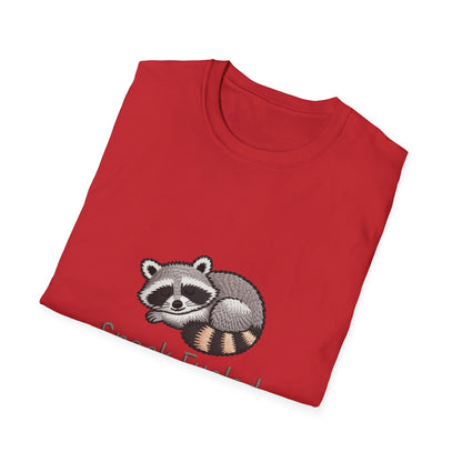 Adorable "Snack Fueled" Sleeping Raccoon T-Shirt | Cozy Animal Lover Tee | Hilarious Foodie Gift for Snack Enthusiasts