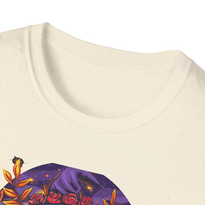 Enchanting Mystical Witch T-Shirt | Women's Fantasy Magic Tee with Cat, Crystal Ball & Roses | Awesome Gift