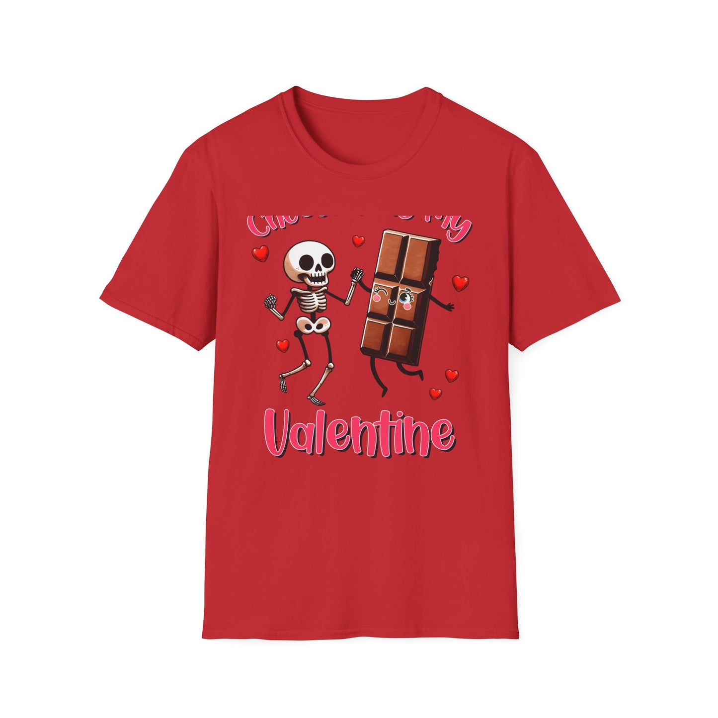 Funny Skeleton & Chocolate Valentine T-Shirt - Adorable 'Chocolate is My Valentine' Tee for Sweethearts & Singles