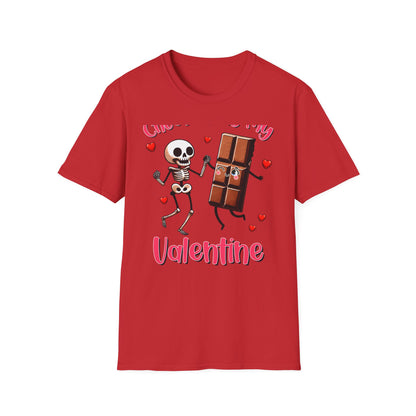 Funny Skeleton & Chocolate Valentine T-Shirt - Adorable 'Chocolate is My Valentine' Tee for Sweethearts & Singles
