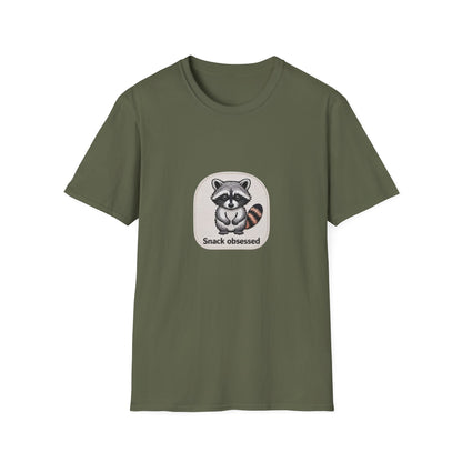 Cute Snack Obsessed Raccoon T-Shirt | Adorable Animal Lover Funny Tee | Must-Have Graphic Gift for Foodies