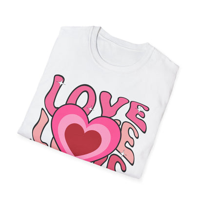 Groovy Pink Love Heart T-Shirt | Retro Y2K Sparkle Tee | Adorable Valentine's Day Gift for Her & Him