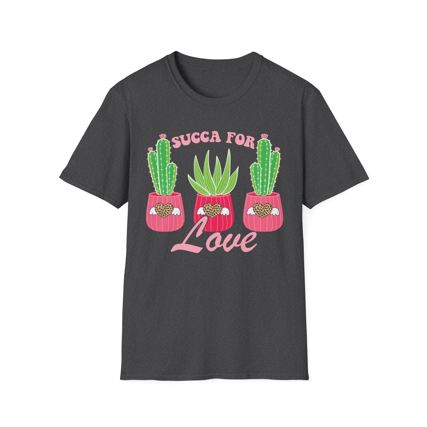 Adorable "Succa for Love" T-Shirt | Trendy Succulent & Cactus Tee with Leopard Hearts | Perfect Gift for Plant Lovers!